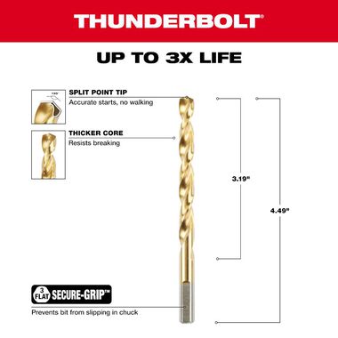 Milwaukee 5/16 In. Thunderbolt Titanium Coated Drill Bit, large image number 2