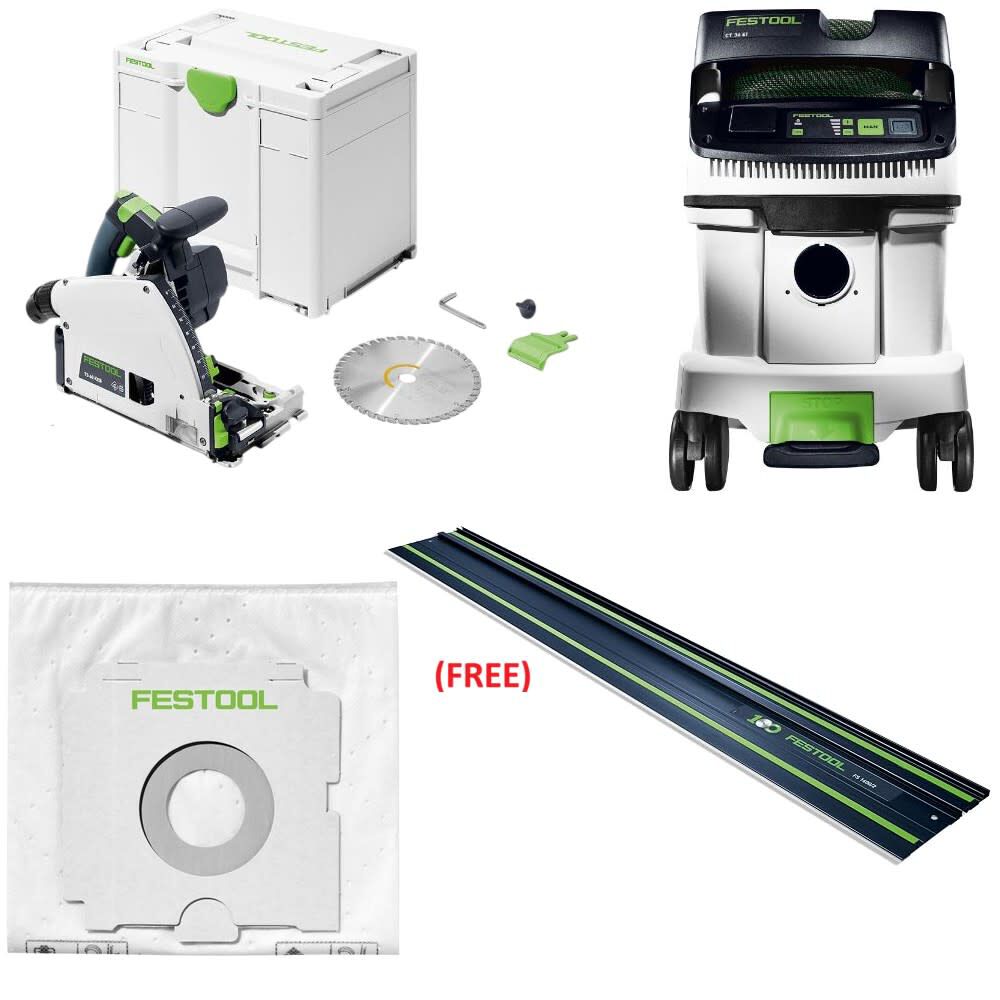 Festool TS 60 K Track Saw & CT 36 Dust Extractor Bundle - 576726-577872