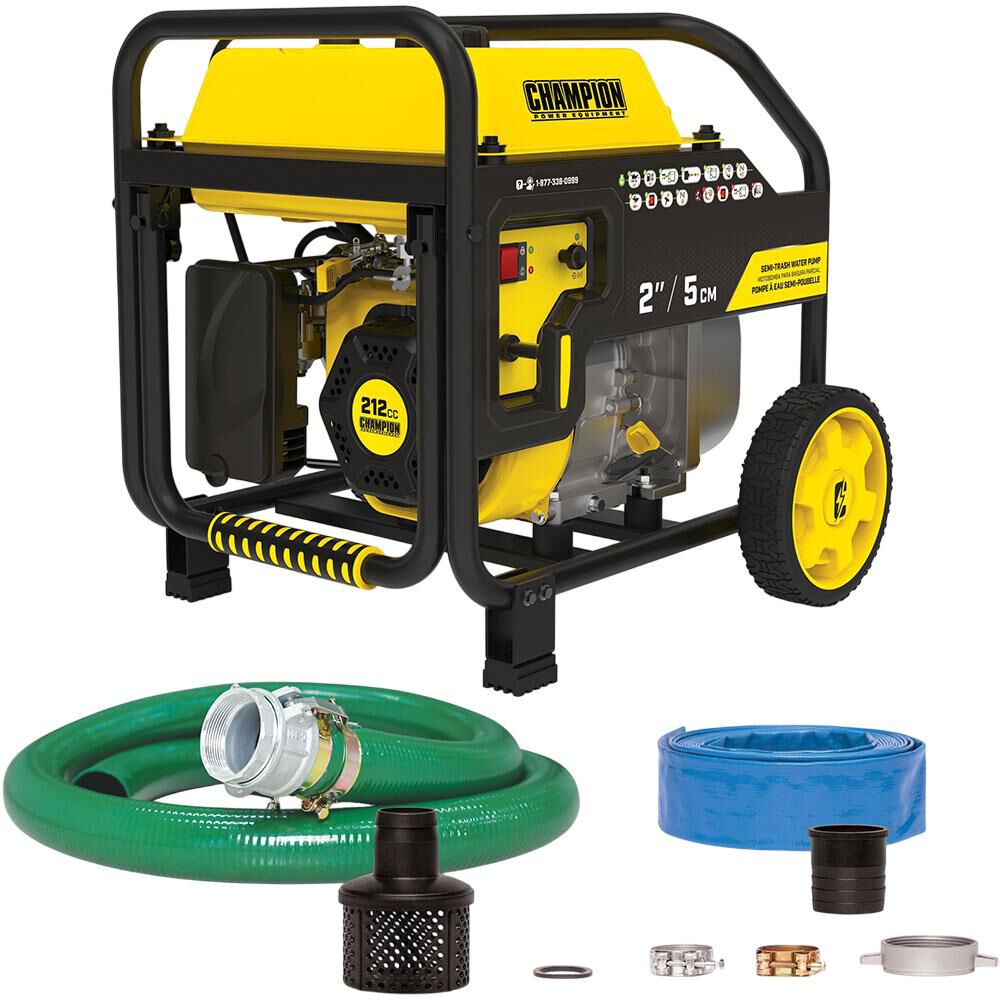 Champion Power Equipment 3-Inch Gas-Powered Semi-Trash Water Transfer Pump with Hose and Wheel Kit, large image number 1