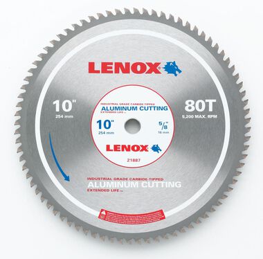Lenox 10 In. 80TPI Aluminum Circular Saw Blade