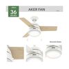 Hunter Fan Aker Ceiling Fan 36in Fresh White/Natural Wood, small