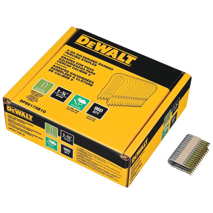 DEWALT 1.75in 9GA Galvanized Barbed Fencing Staples 960pk, large image number 5