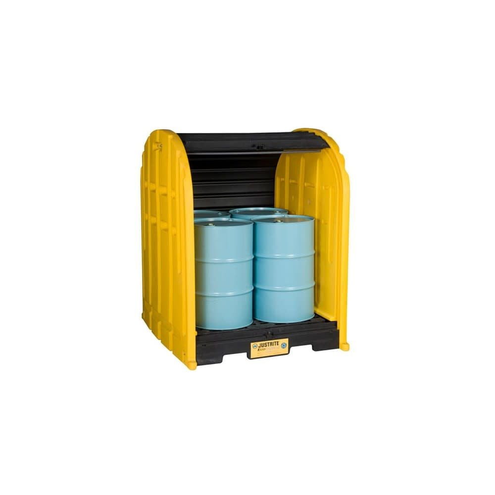 Justrite EcoPolyBlend Yellow Recycled Polyethylene 4 Drum DrumShed – 28676