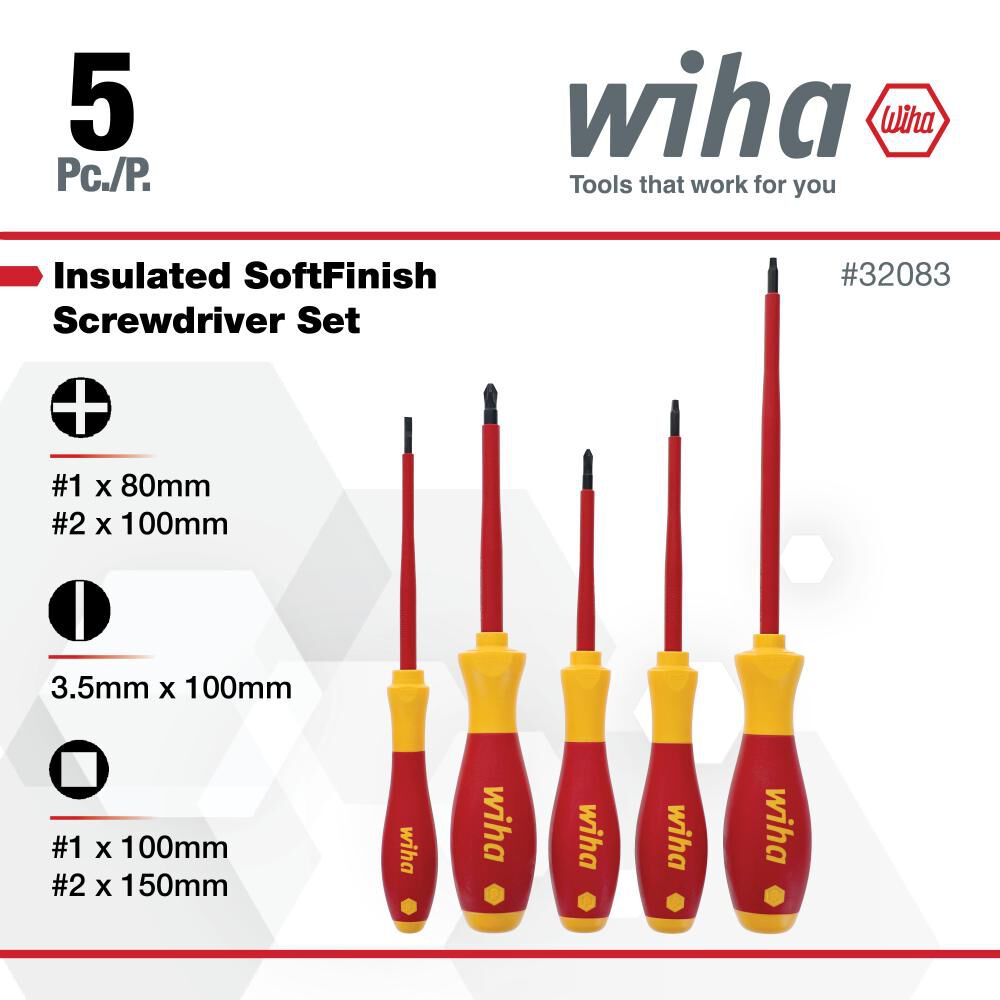 Wiha SoftFinish Screwdriver Set Insulated 5pc, large image number 3