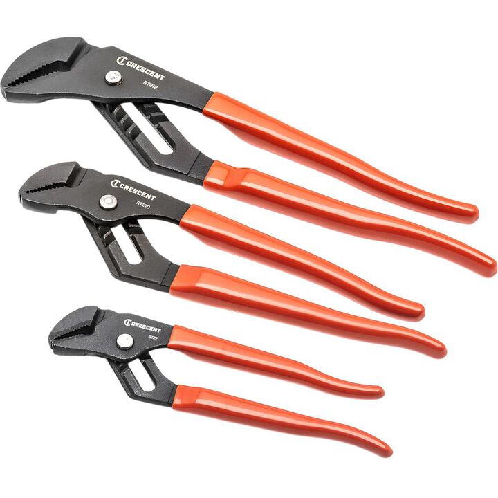 Crescent Straight Jaw Dipped Handle Tongue and Groove Plier Set 3pc