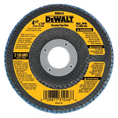 DEWALT 4-1/2-in x 7/8-in 120 Grit Zirconia Flap Disc, large image number 0