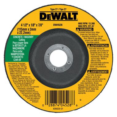 DEWALT Concrete/Masonry Cutting Wheel, large image number 0