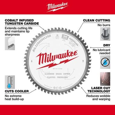 Milwaukee 8 in. Aluminum Cutting Circular Saw Blade, large image number 3