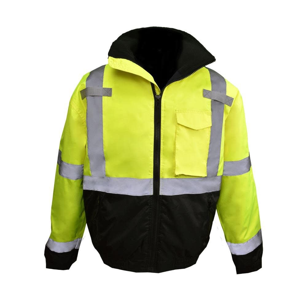 Radians Class 3 Bomber Jacket Hi Viz Weather Proof Quiltedgreen/black Xl - Picture 1 of 4