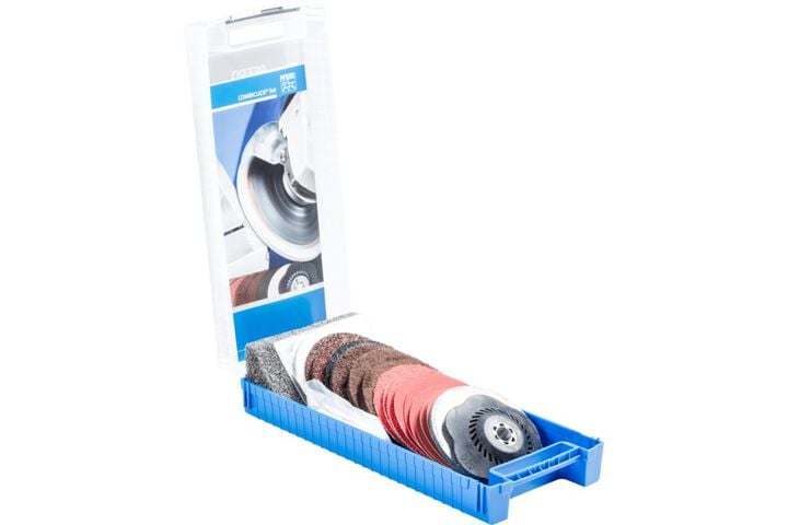 Pferd COMBICLICK Surface Finishing Set, 4-1/2 Inch Diameter, 5/8-11 Threaded Backing Pad