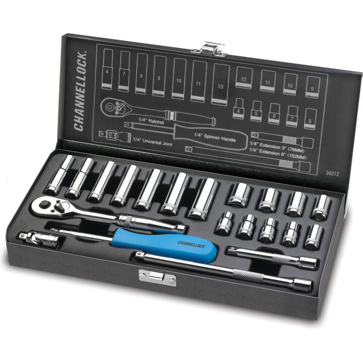Channellock 1/4 Inch Drive Metric Socket Set 21 Pieces