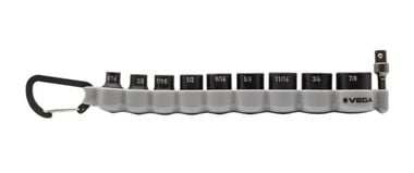 Vega Gray Carabiner 3/8 Inch Square Drive SAE Impact Socket Set, 10 Pieces