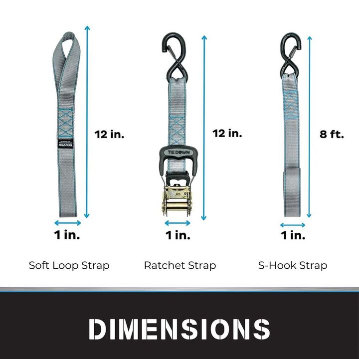 Tie Down 1.5 Inch x 8 Ft. Gray Heavy Duty Ratchet Strap - 4 Pack, large image number 4