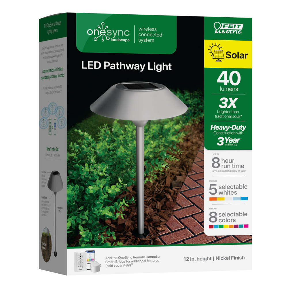 Feit Electric 12 Inch 0.4W 40 Lumens Landscape Solar Pathway Light Nickel 2 Pieces, large image number 3