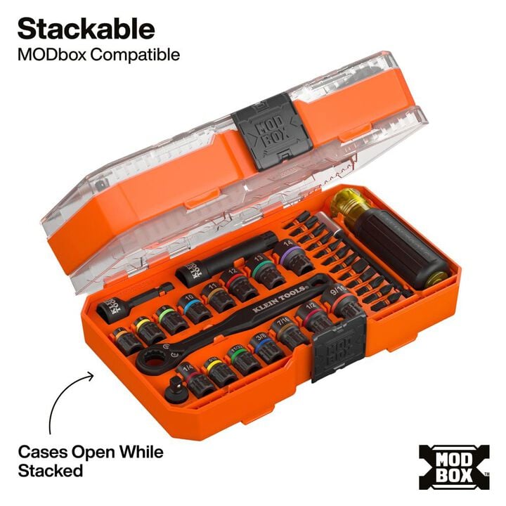 Klein Tools KNECT Pass-Through and Impact Socket Set SAE and Metric 33 Pieces, large image number 9