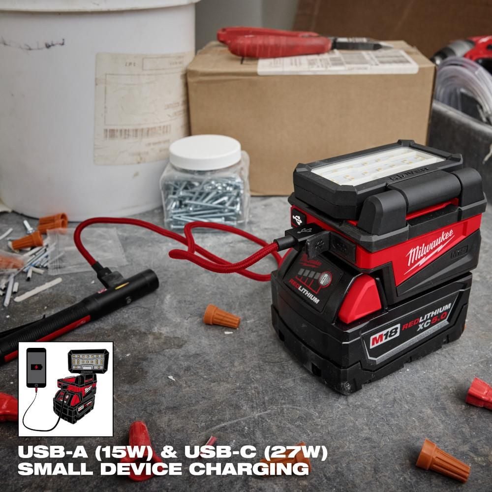 Milwaukee M18 ROVER Compact Folding Flood Light with USB Charging (Bare Tool), large image number 4