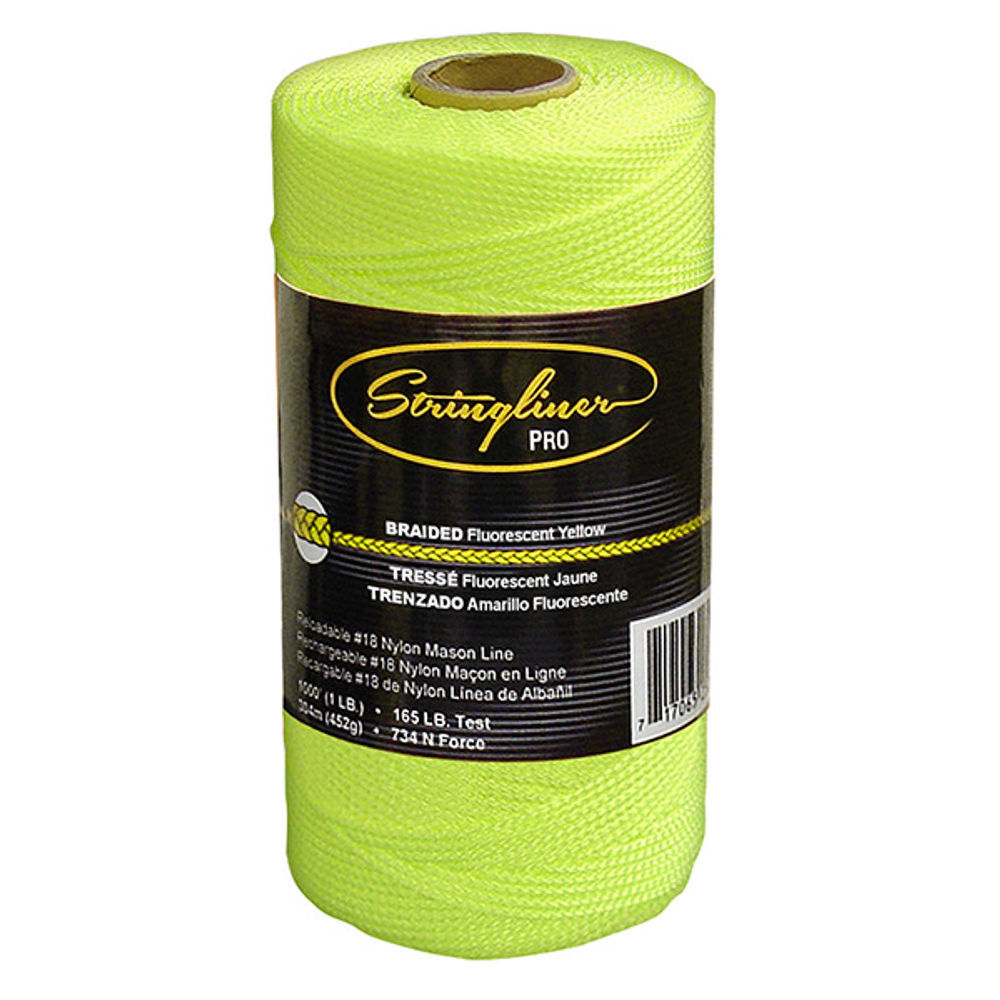 Stringliner #18 Construction Replacement Roll Braided Fluorescent Yellow 1000 ft - 35765