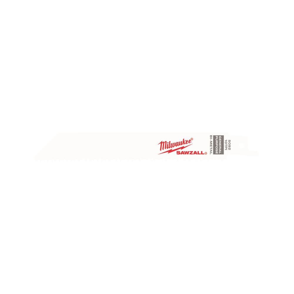 Milwaukee 6 Inch 10 TPI Thin Kerf SAWZALL Blade, large image number 1