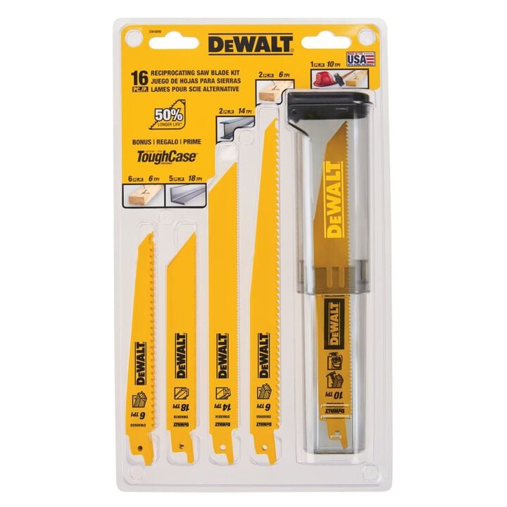 DEWALT 16 Piece Bi-Metal Reciprocating Saw Blade Set with Case, large image number 8