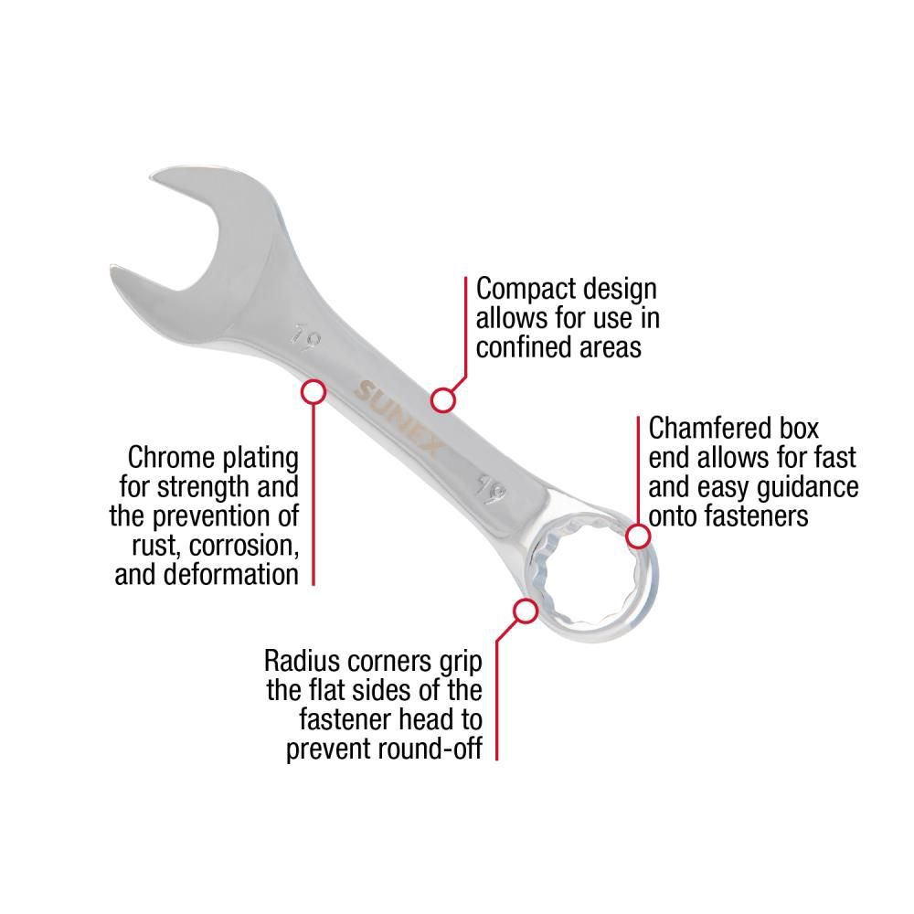 Sunex 10 pc. Metric Stubby Combo Wrench Set, large image number 2