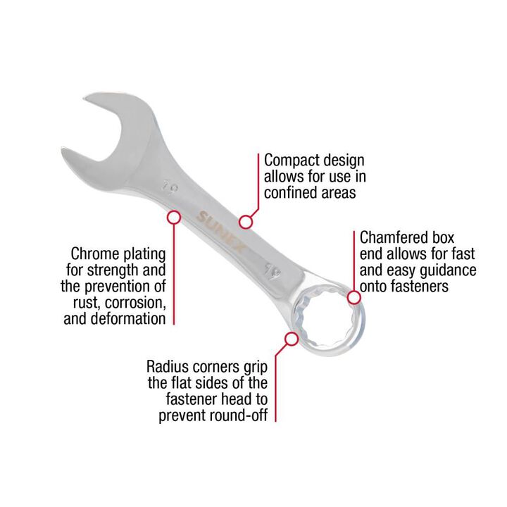 Sunex 10 pc. Metric Stubby Combo Wrench Set, large image number 1