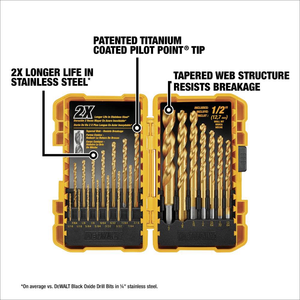 Dewalt 21 piece cheap titanium drill bit set
