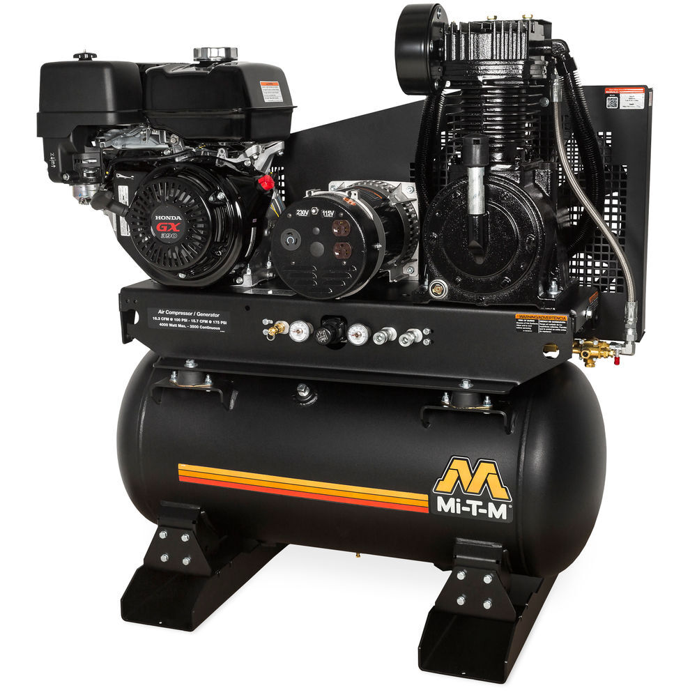 Mi T M 30 Gallon 389 cc GX390 OHV Two Stage Air Compressor/Generator, large image number 2