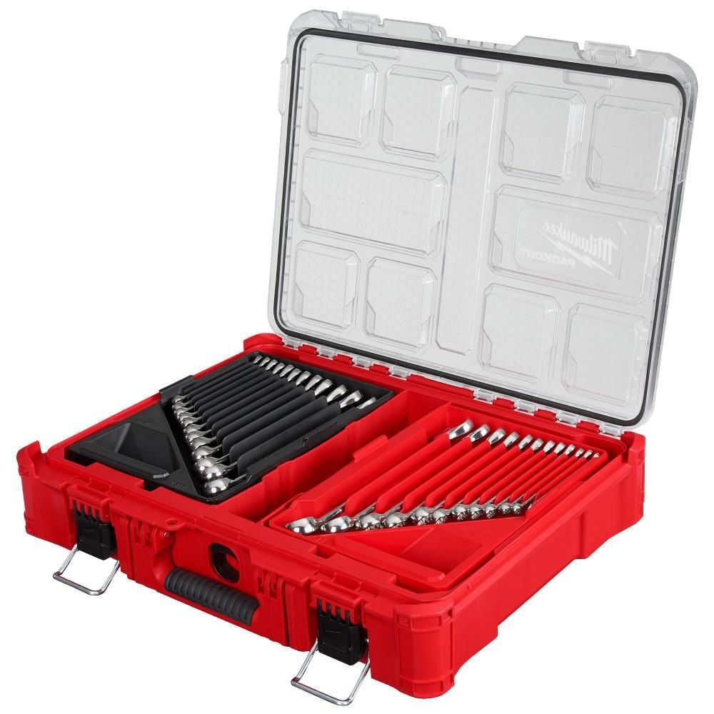 Milwaukee Metric & SAE Combination Wrench Set with PACKOUT Organizer 30 Piece, large image number 1