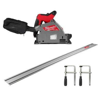 Milwaukee M18 FUEL 6 1/2 Inch Plunge Track Saw (Bare Tool) and 106 inch Guide Rail with Clamps Bundle