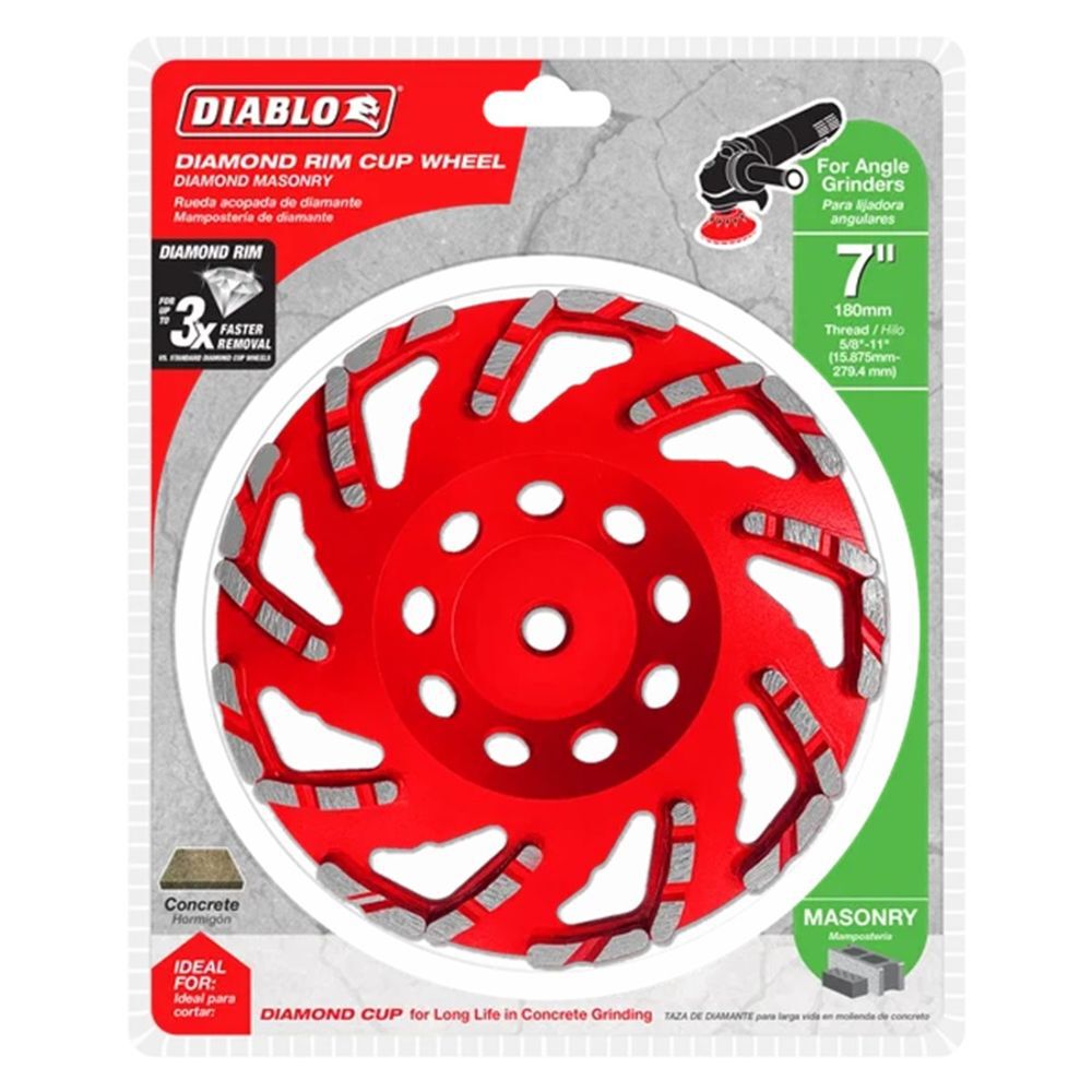 Diablo Tools 7 Inch Segmented Rim Diamond Rim Cup Wheel for Masonry, large image number 2