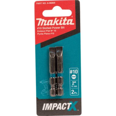Makita Impact X #10 Slotted 2 Power Bit 2/pk, large image number 2