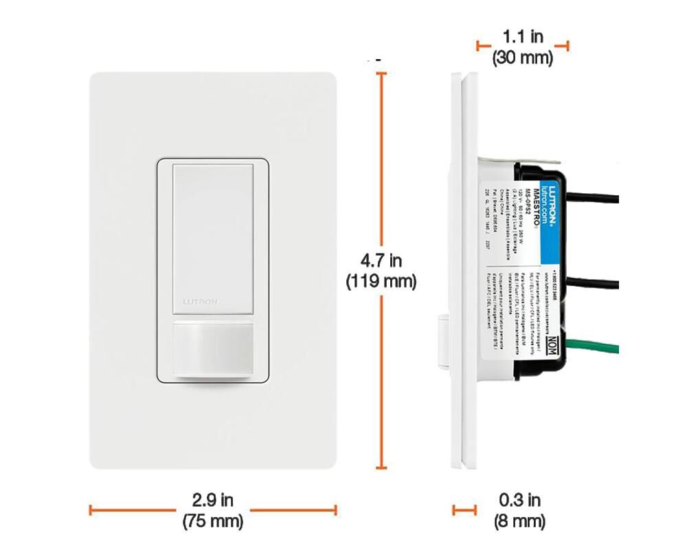 Lutron Maestro 120V 2A 1P Occupancy Motion Sensor Switch, large image number 6