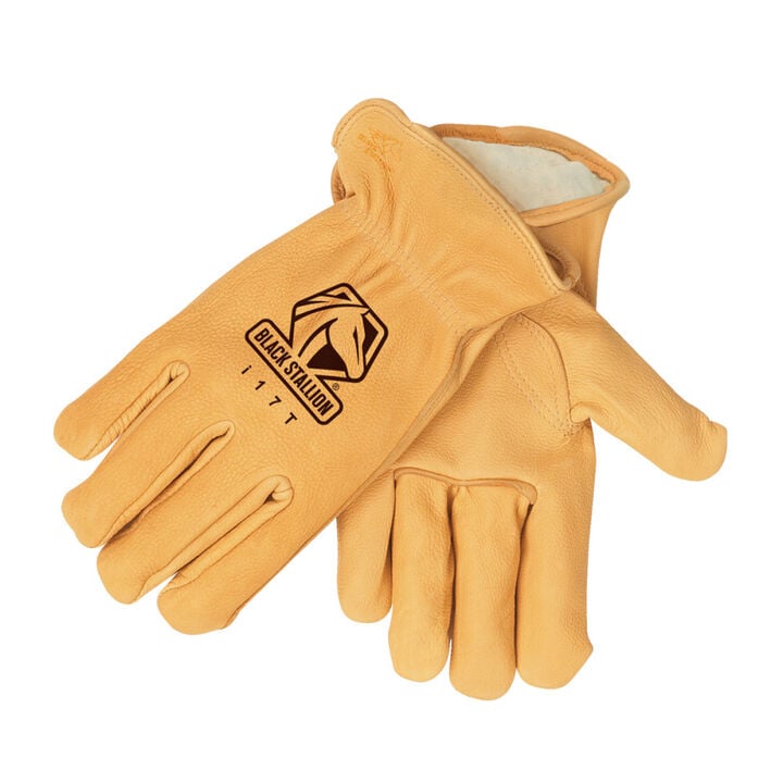 Black Stallion Deerskin Winter Drivers Gloves Large