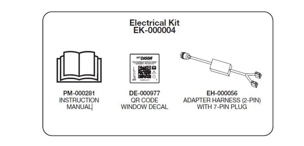 Digga North America Adapter Harness Kit- BOBCAT 7 PIN – 2 X 2 PIN PLUG-Used on Digga Power Rake/Soil Conditioner Slew Standard – EK-000004