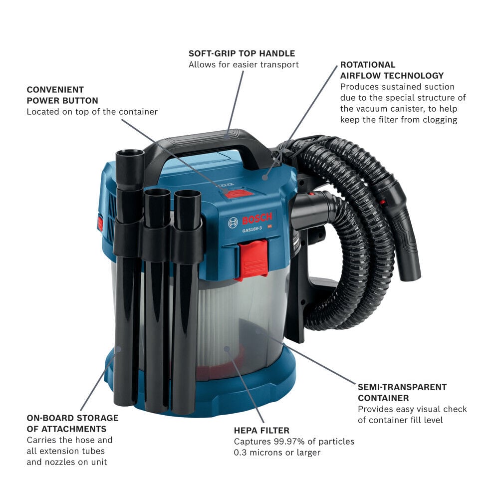 Bosch 18V Wet/Dry Vacuum Cleaner (Bare Tool), Reconditioned, large image number 2