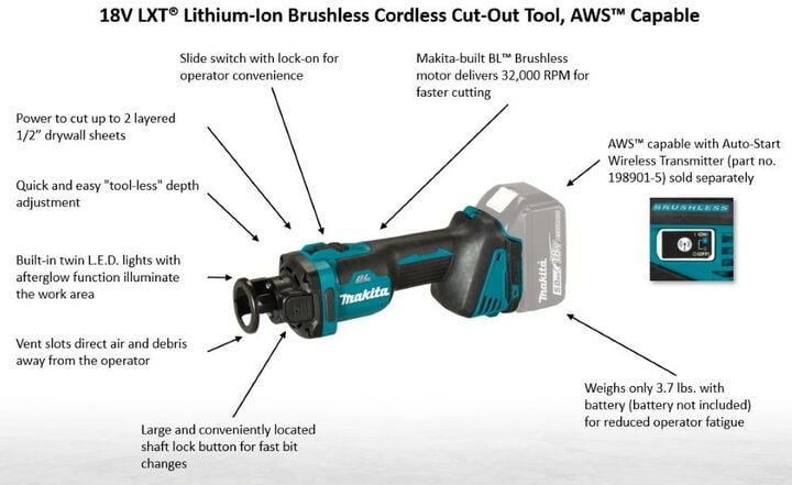 Makita 18V LXT Cut Out Tool (Bare Tool), large image number 1