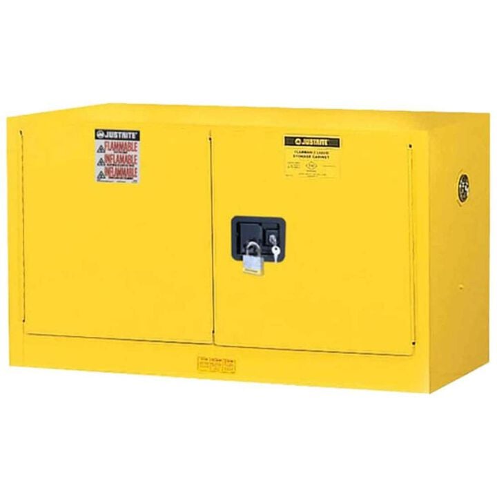 Justrite 17 Gallon Yellow Steel Manual Close Flammable Cabinet, large image number 0