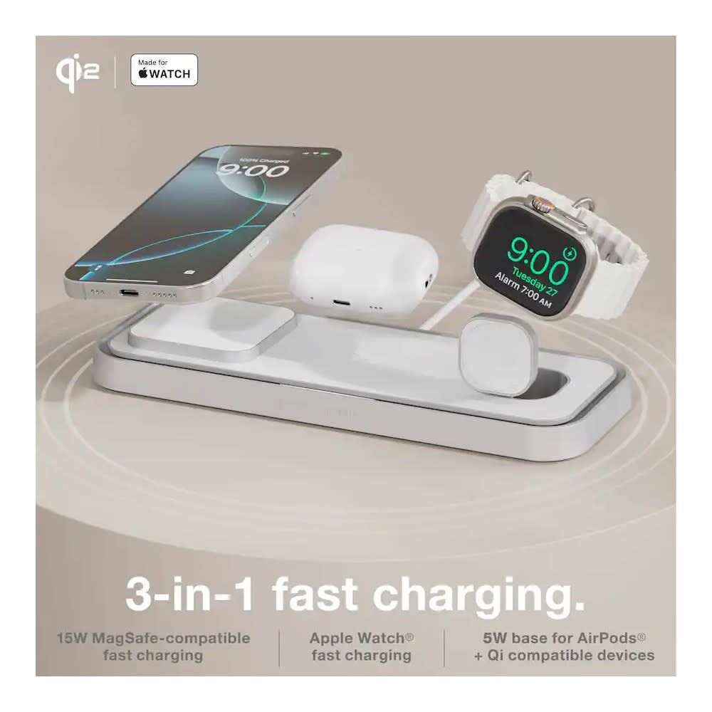 Noco 3-In-1 Qi2 15W Wireless Charging Pad Silver, large image number 3