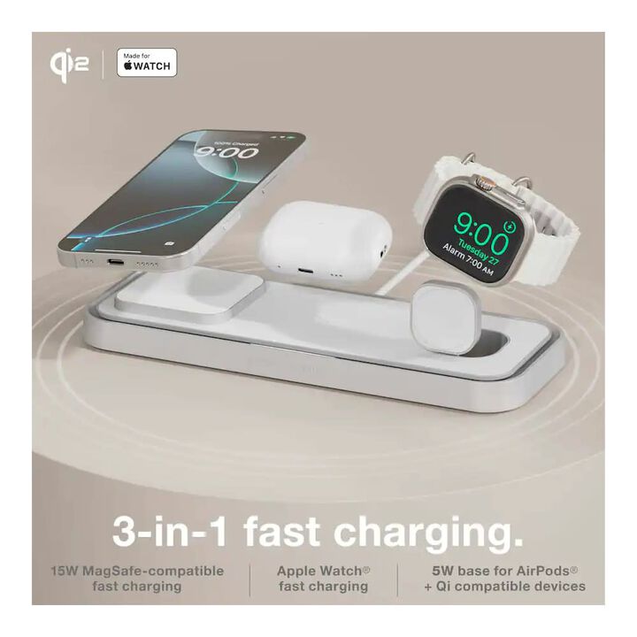 Noco 3-In-1 Qi2 15W Wireless Charging Pad Silver, large image number 2