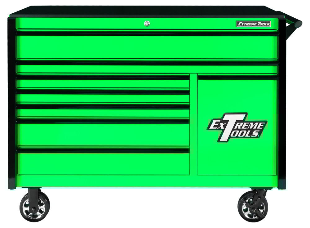 Extreme Tools DX Series DX552508RC 55in. W x 25in. D 8-Drawer Roller Cabinet is the perfect tool box for providing tons of storage space. This