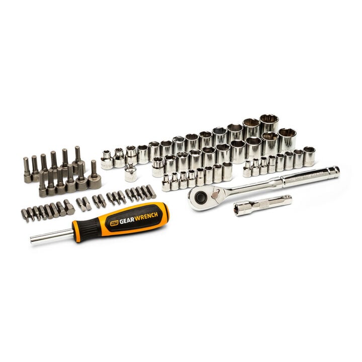 GEARWRENCH 75 Piece 1/4 Inch and 3/8 Inch Drive 72-Tooth 6 Point SAE/MM Tool Set, large image number 0