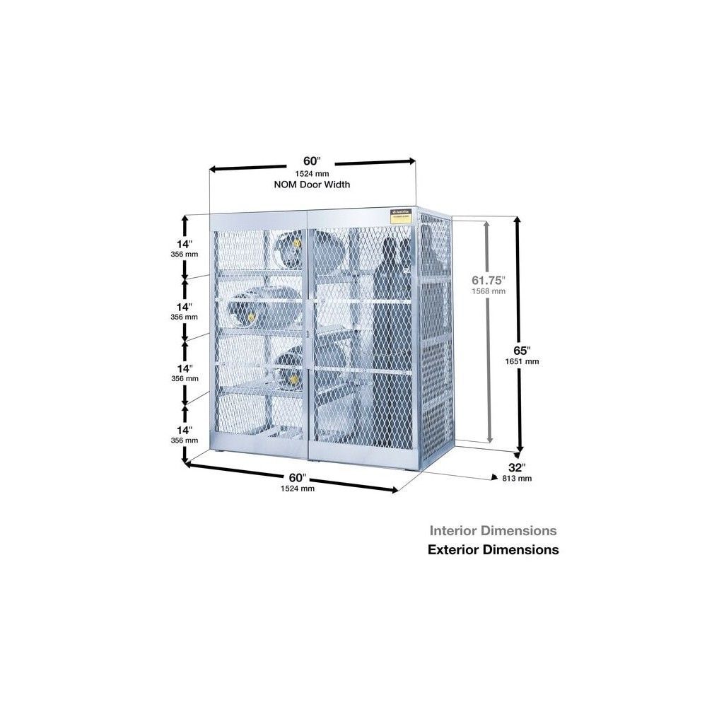 Justrite Aluminum Gas Cylinder Cabinet Locker Combo for Cylinder Tanks, large image number 2