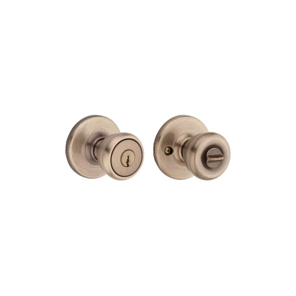Kwikset Antique Brass Security Keyed Entry Exterior Tylo Lockset Knob – 94002-827