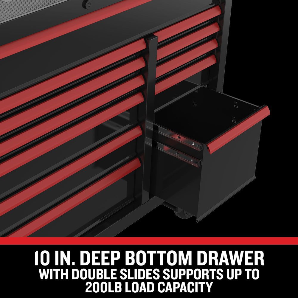 CRAFTSMAN V-SERIES 52 Inch Wide 12-Drawer Rolling Tool Cabinet, Black, large image number 4