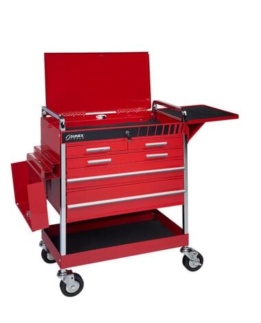 Sunex Professional 5 Drawer Service Cart with Locking Top Red