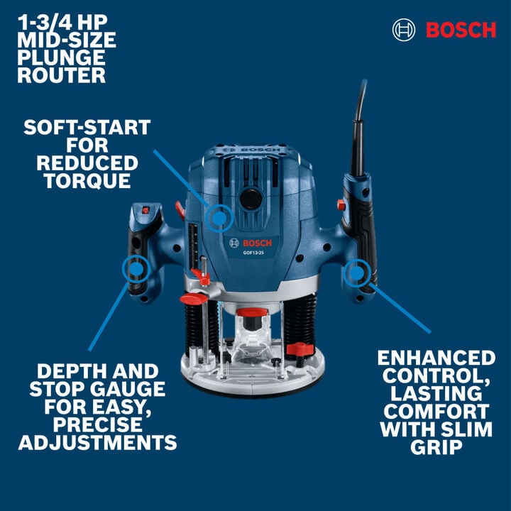 Bosch 1-3/4 HP Mid-Size Plunge Router, large image number 2