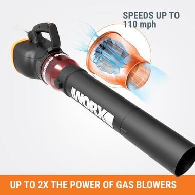 Worx 12-Amp 600-CFM 110-MPH Medium-Duty Corded Electric Leaf Blower, large image number 4