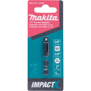 Makita Impact X 1/4 x 2 Socket Adapter, large image number 1