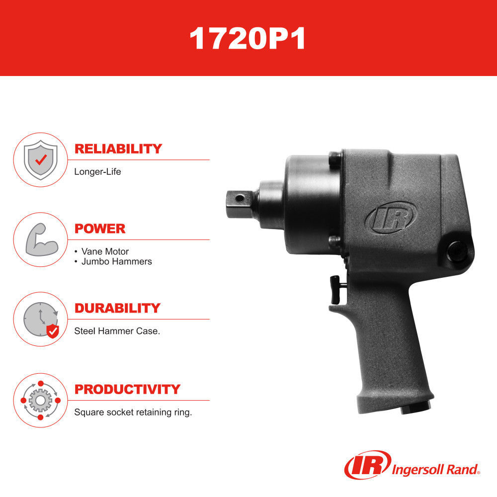 Ingersoll Rand 3/4 Inch Pistol Grip Air Impact Wrench 1100 Ft-Lb, large image number 3