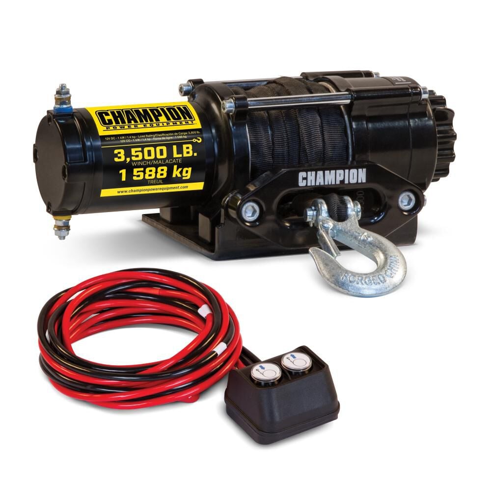 Champion Power Equipment 3500-lb. ATV/UTV Synthetic Rope Winch Kit – 100428